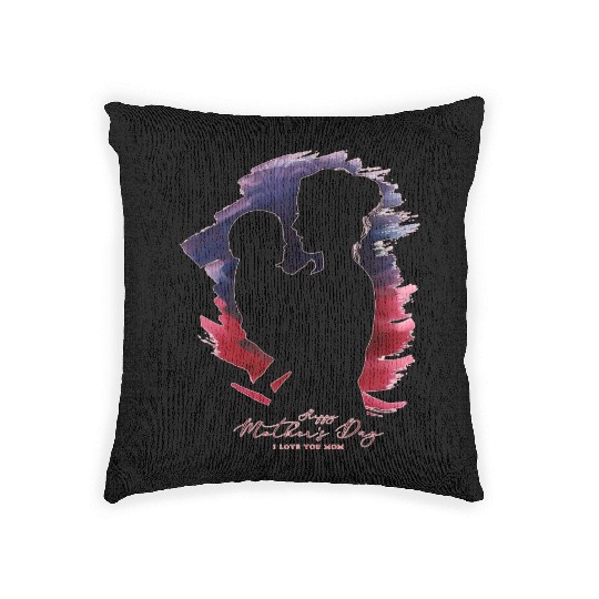 Watercolor Silhouette – Mother's Day Love Woven Pillows