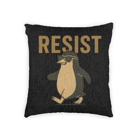 Resist Penguin Activism - Funny Protest Graphic Woven Pillows