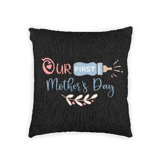 Our First Mother’s Day – Baby Bottle & Leaf Art Woven Pillows