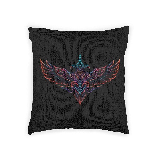 Neon Tribal Two-Headed Phoenix Woven Pillows
