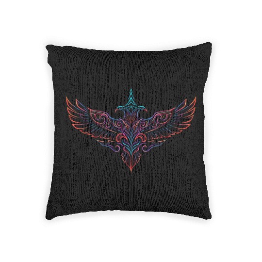 Neon Tribal Two-Headed Phoenix Woven Pillows