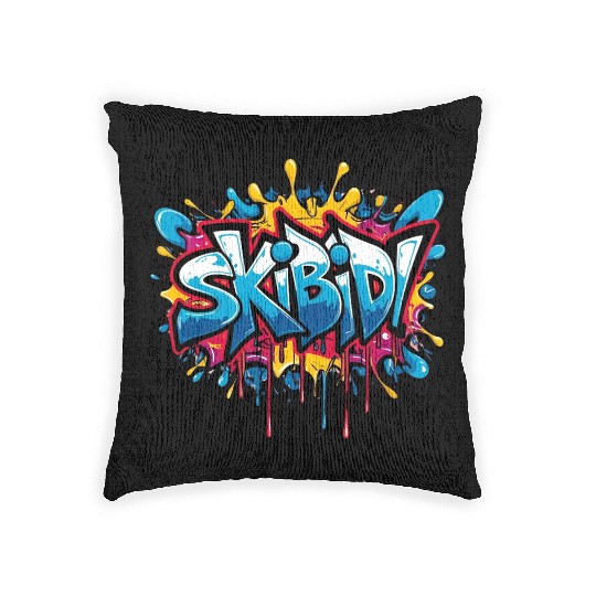 Skibidi Graffiti Drip Woven Pillows – Viral Slang Street A