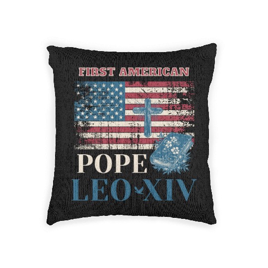 First American Pope Leo XIV Catholic Church Quote Woven Pillows