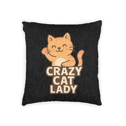 Crazy Cat Lady – Cute Cat Lover Design Woven Pillows
