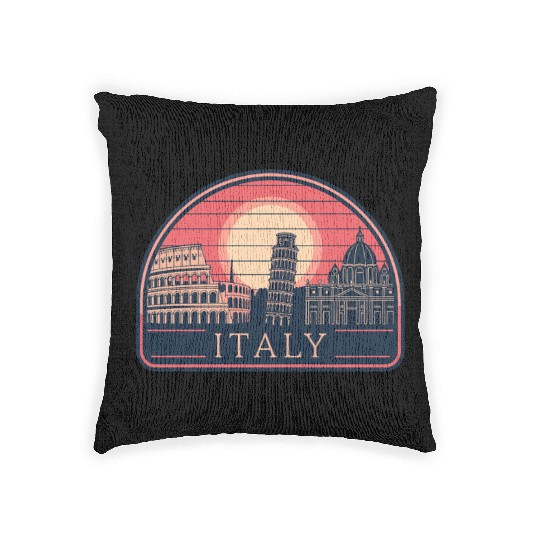 Iconic Italy Landmarks at Sunset Woven Pillows