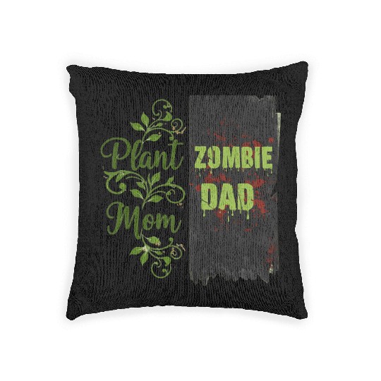 Plant Mom Zombie Dad Couple Design Woven Pillows