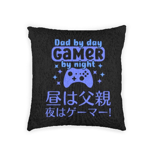 Dad Gamer Bright Blue Woven Pillows