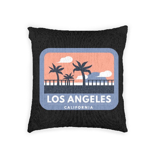 Los Angeles California Retro Skyline Design Woven Pillows