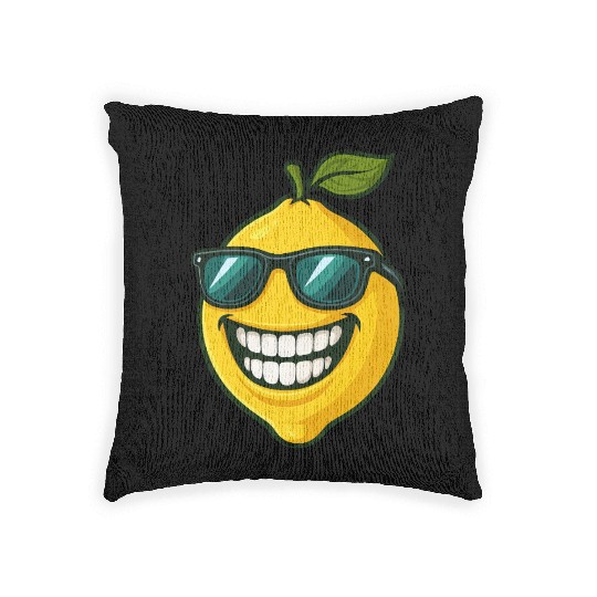 Cool lemon sunglasses summer fruit smile Woven Pillows