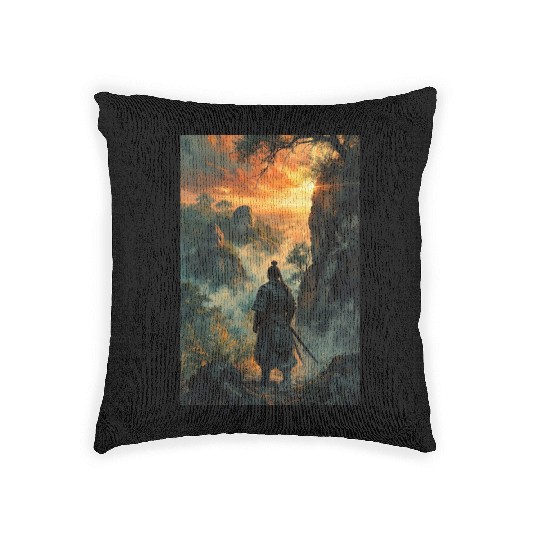 Twilight Ronin Solitude at the Edge Woven Pillows