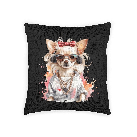 Bling Chihuahua Woven Pillows