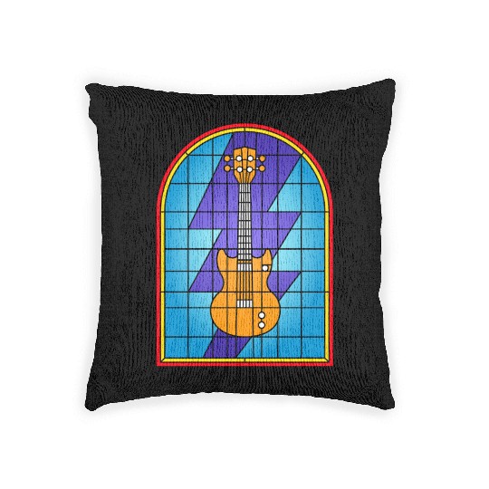 Stained Glass Art Electric Guitar Woven Pillows