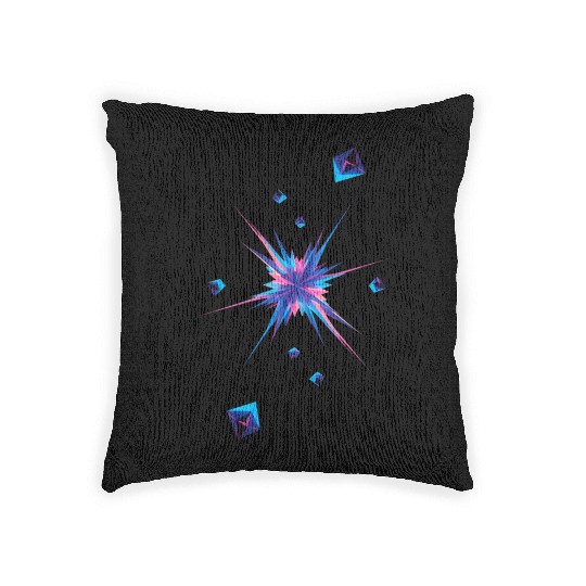 Vibrant Geometric Explosion in Neon Colors Woven Pillows