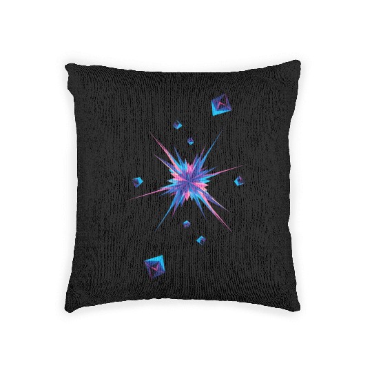 Vibrant Geometric Explosion in Neon Colors Woven Pillows