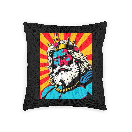 Bold Pop Art Zeus – Colorful Greek God Illustratio Woven Pillows
