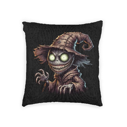 Evil Scarecrow Witch – Creepy Halloween Horror Woven Pillows