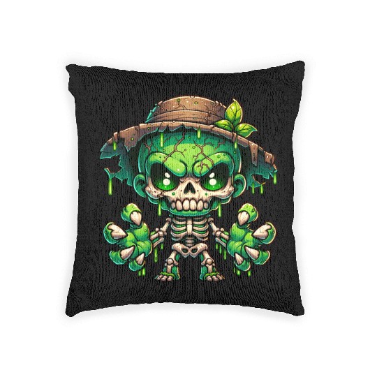 Swamp Skeleton Mutant – Creepy Plant Monster Woven Pillows