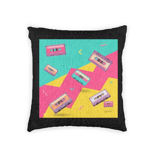 Retro Cassette Tape Pattern Woven Pillows