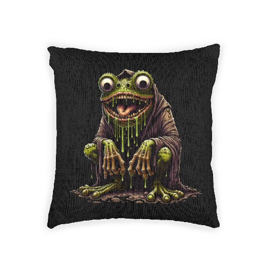 Slime Toad Monster – Creepy Hooded Swamp Creature Woven Pillows