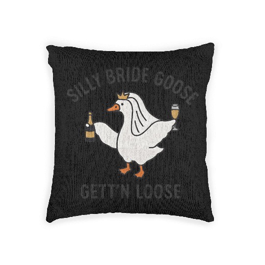 Embroidered Silly Goose Bride Funny Goose Lover Woven Pillows
