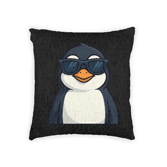 Cool penguin with sunglasses summer funny Woven Pillows