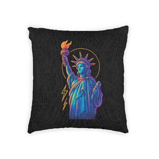 Statue of Liberty Neon Woven Pillows Design
