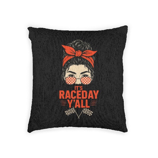 Retro Race Day Vibes for Women with Sunglasses Woven Pillows