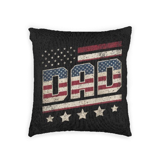 Vintage Dad Usa Flag ,American Daddy Father's Day Woven Pillows