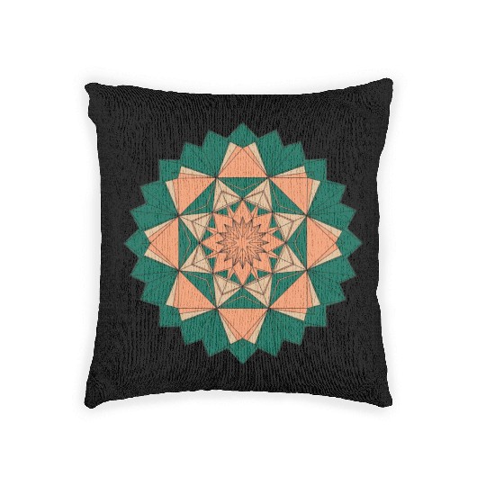 Abstract Starburst Mandala Woven Pillows
