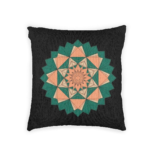 Abstract Starburst Mandala Woven Pillows