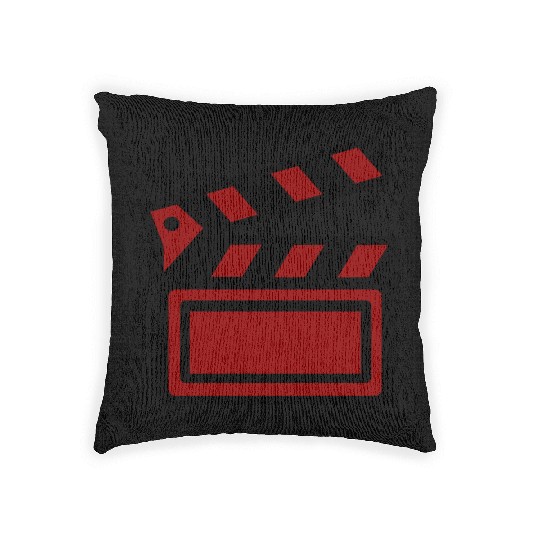 Film Clapboard Icon – Cinematic Design Woven Pillows