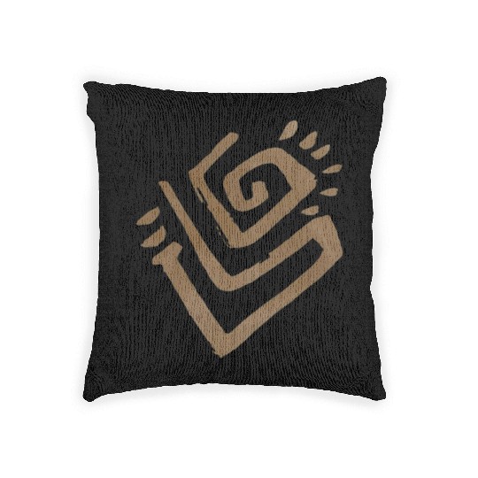 Abstract Spiral Symbol in Light Brown on Texture Woven Pillows