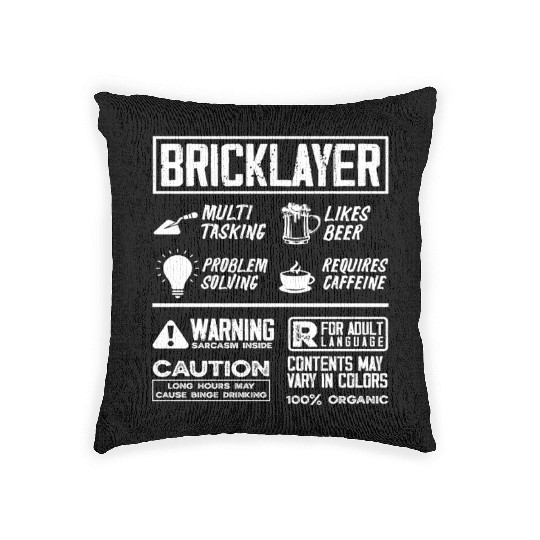Bricklayer Multitasking Beer Caffeine Warning Woven Pillows