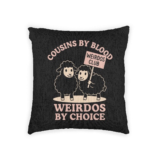 Funny Black Sheep Cousin Quirky Family Outcast Woven Pillows