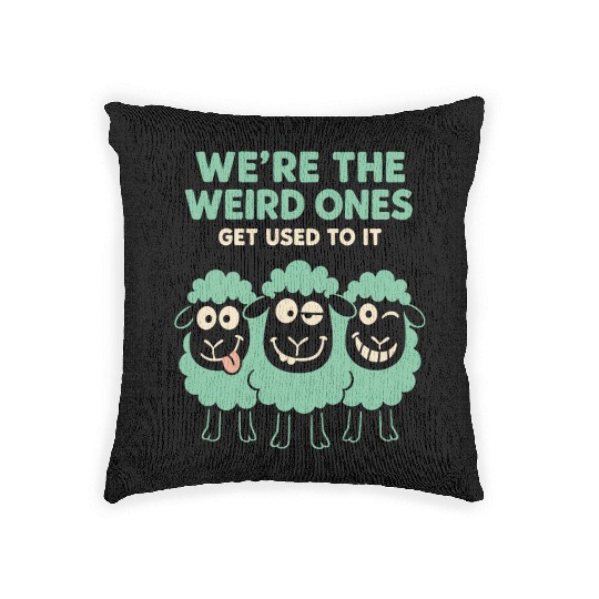 Funny Black Sheep Cousin Quirky Family Outcast Woven Pillows