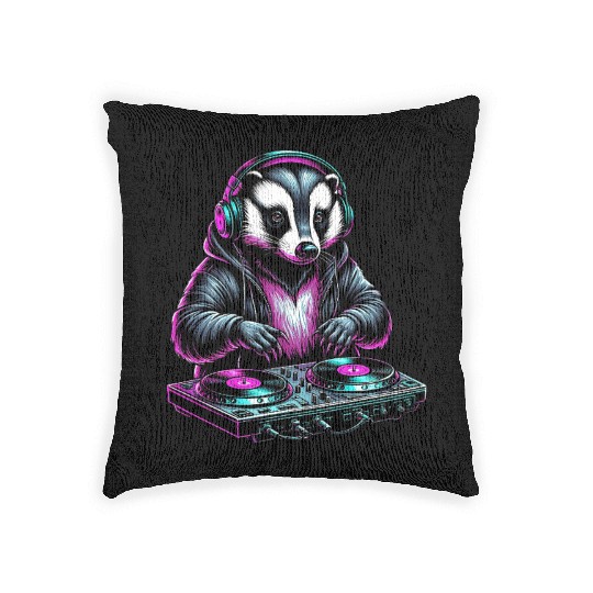 Raccoon DJ Woven Pillows