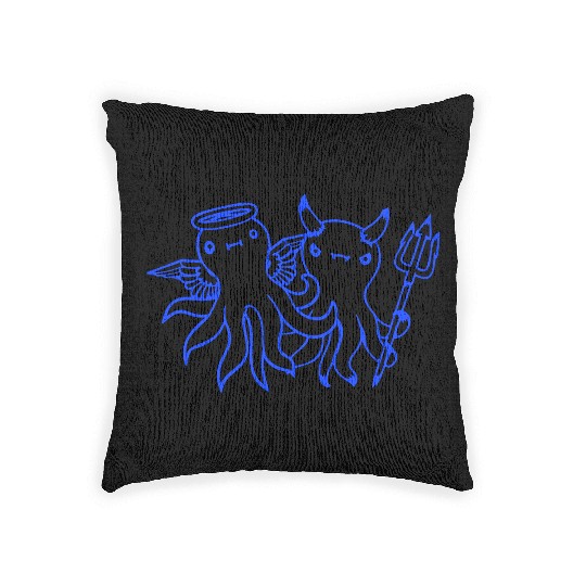 2 Octopus Devil Angel Heaven Hell Team Two Friends Woven Pillows