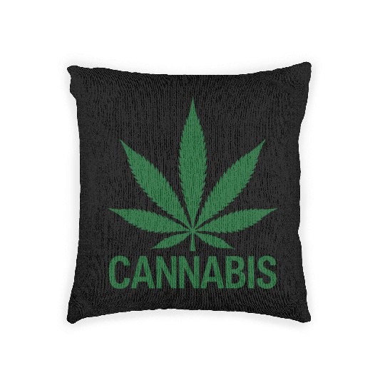 Cannabis Hemp Leaf Statement Green Look Woven Pillows