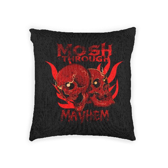 Mosh Through Mayhem Skull Design Woven Pillows
