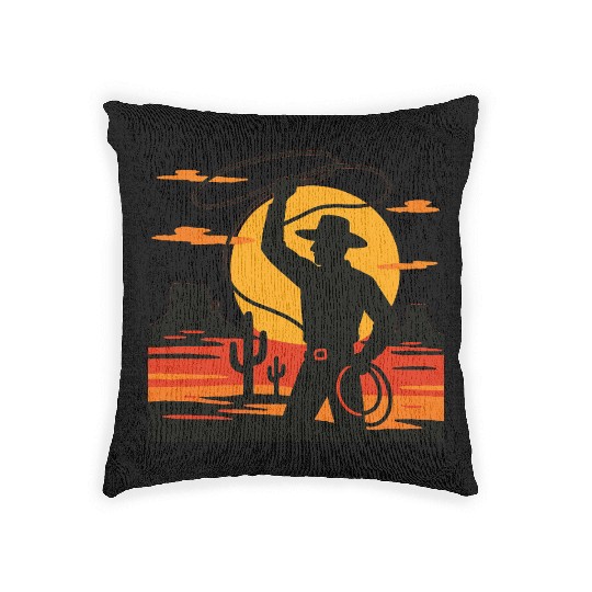 Lasso the Sunset Cowboy Woven Pillows
