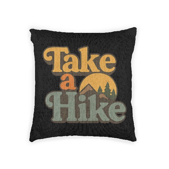 Take A Hike Retro Mountain Woven Pillows
