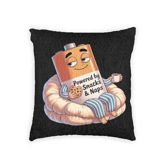 Powered by Snacks & Naps Woven Pillows