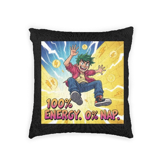 Lemon Bolt No Sleep. Just Zaps Woven Pillows