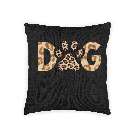 Dog Lover Leopard Print Paw Woven Pillows