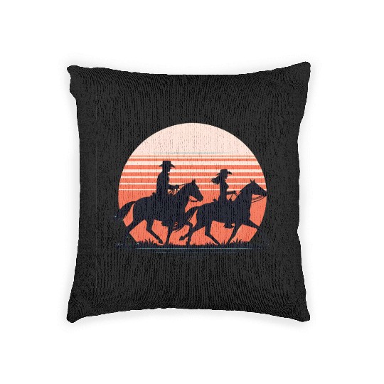 Equestrian Sunset Silhouette Woven Pillows