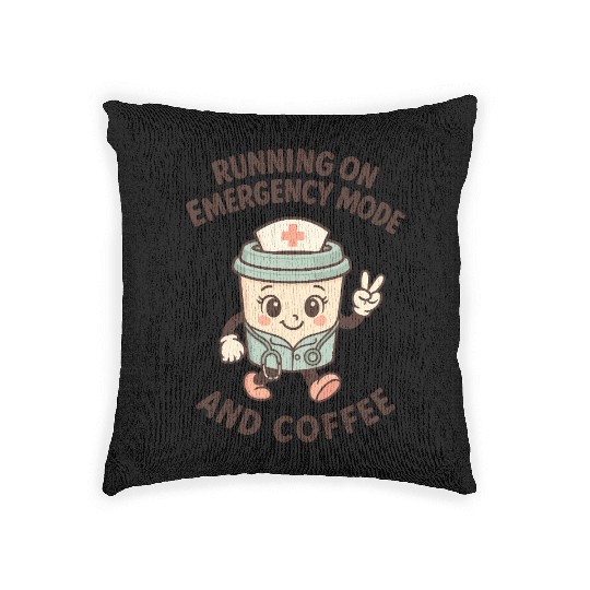 Emergency Mode Active – Fueled by Coffee Woven Pillows