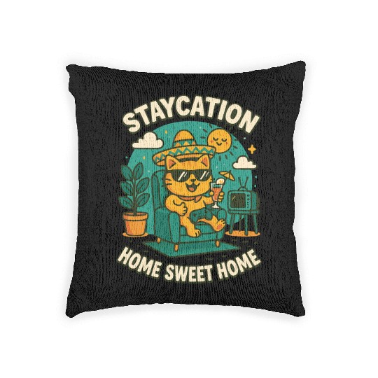 Cool cat - Holidays at home relaxation Woven Pillows