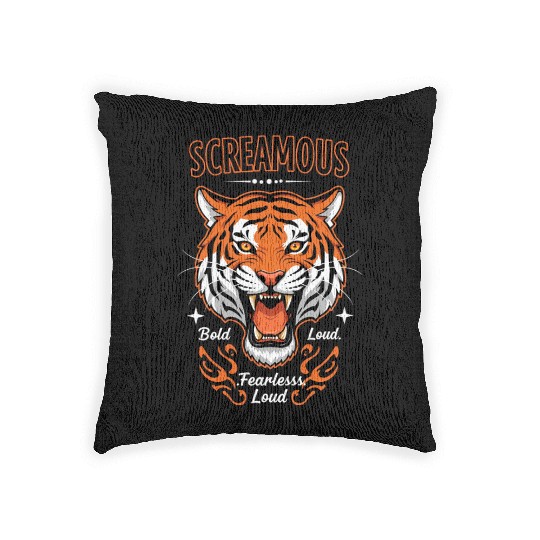Bold, fearless, and loud tiger design Woven Pillows