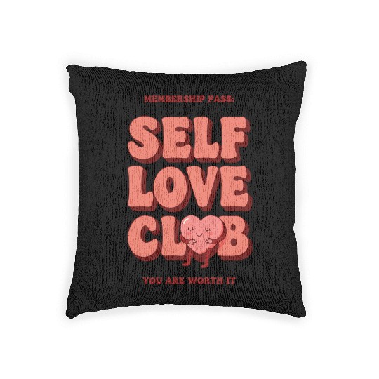 Retro self love club art. You are worth it! Woven Pillows