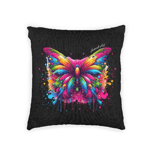 Vibrant Psychedelic Butterfly Artwork Woven Pillows